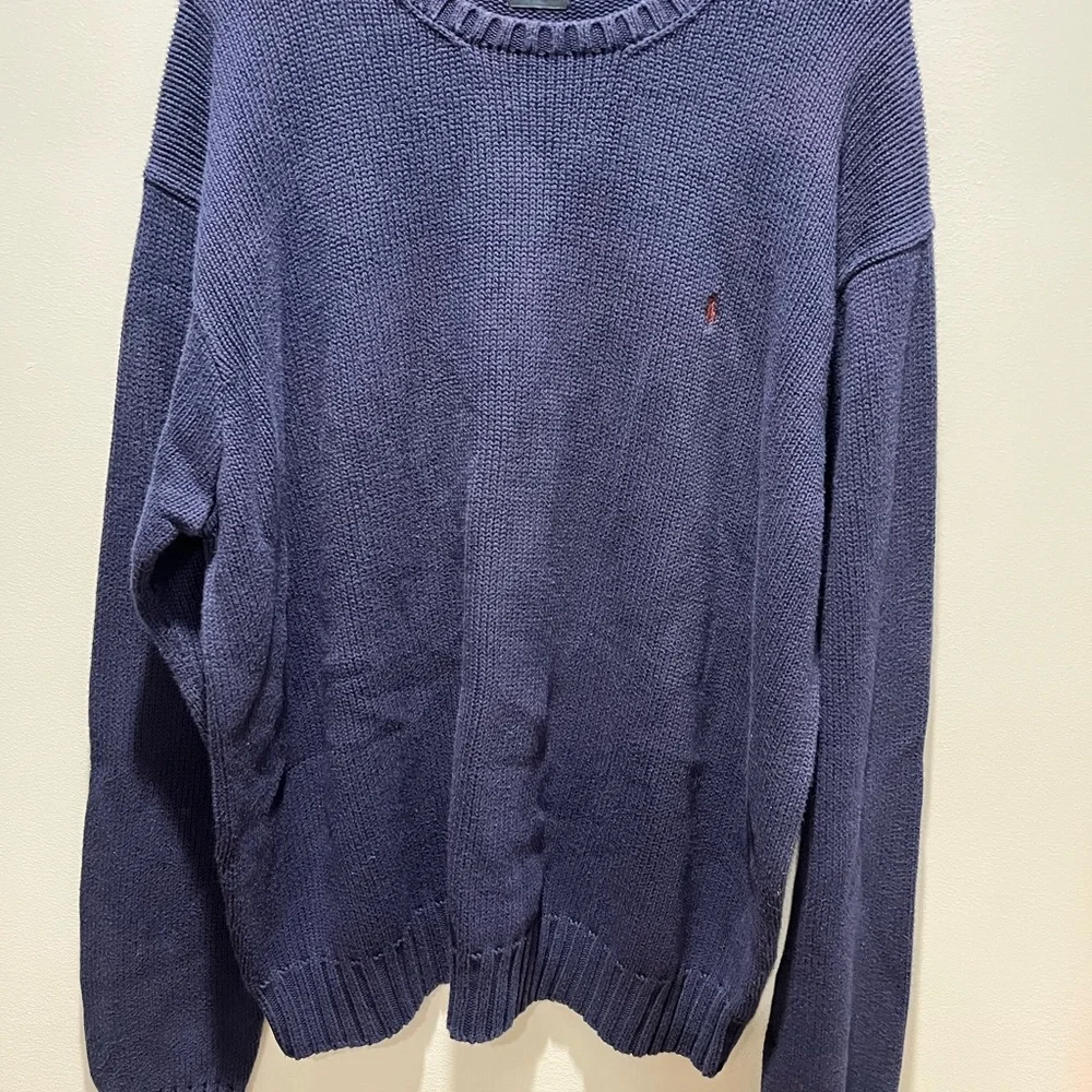 Vintage‎ Polo Ralph Lauren knit sweater Mens Large Navy Blue. Size XL
